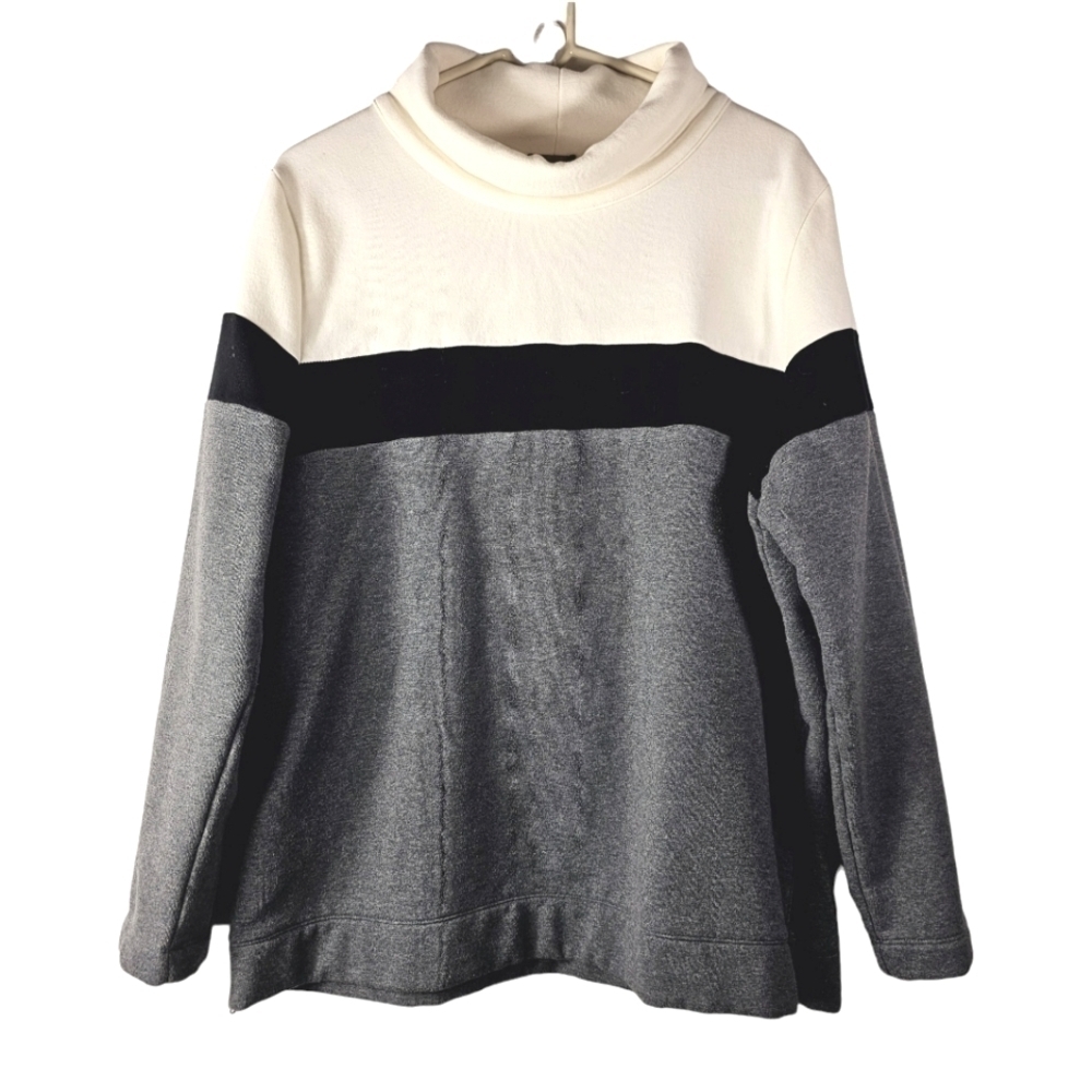 Talbots Cowl Neck Color Block Pullover Sweatshirt L - Picture 2 of 8